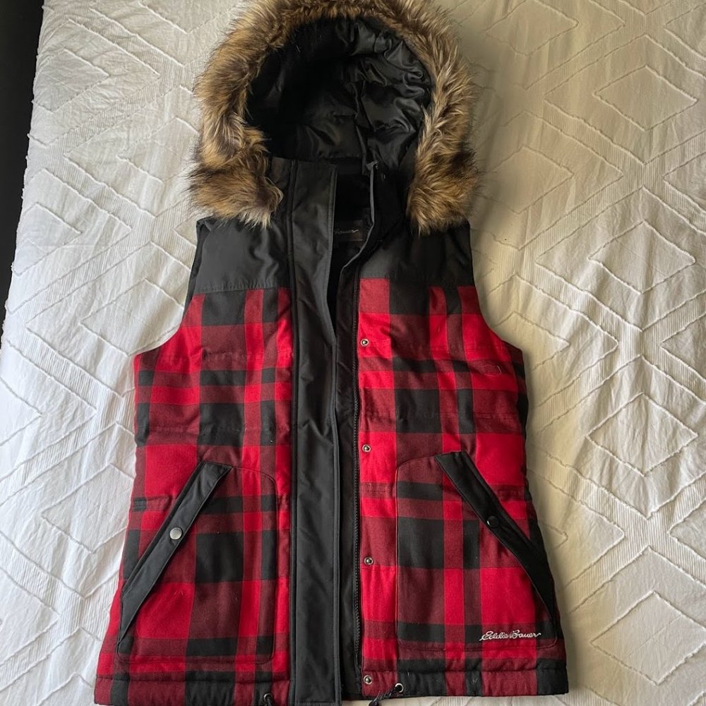 Eddie Bauer - Hooded Plaid Puffer Vest